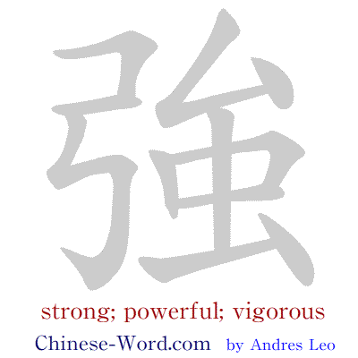 Chinese symbol: 強 strong; powerful; vigorous - writing strokes animation